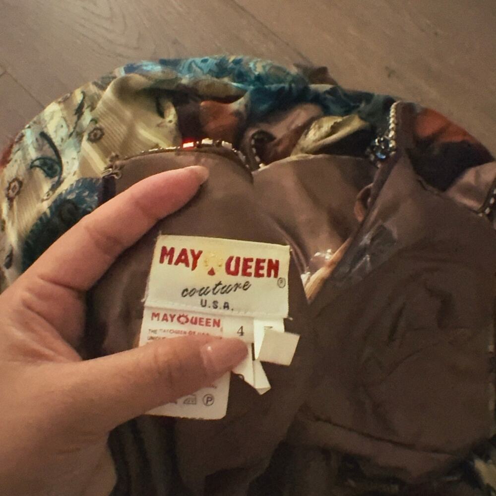 Vintage May Queen‎ Couture Prom Heavily Beaded Maxi Prom Dress Ibiza Jlo Y2k - Picture 7 of 9